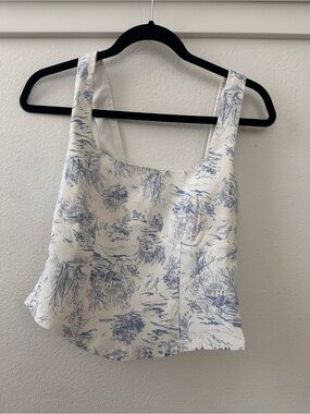 Francesca's Collections Blue Toile Scoop Neck Camisole